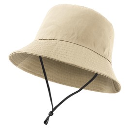 NOEMIN Men's Bucket Hat - Oversize XL/XXL/XXXL Quick Dry Fisherman Hat Lightweight Sun Protection Foldable Adjustable with Chin Strap for Beach Travel and Outdoor Activities Khaki