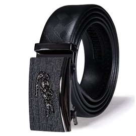 Dubulle Belt for Men Ratchet Buckle Automatic Designer Leather Belt Fashion Adjustable Sliding Removable Dress Casual