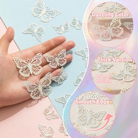 COLIGREE 20pcs Dazzling White Butterfly Filigree Charms Hollow Out Multicolor Insect Connectors for DIY Jewelry Making Earrings Necklaces Components (Butterfly)