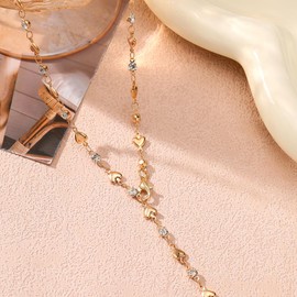 KURTCB Rhinestone Necklace for Women Boho Long Y Lariat Necklace Colorful Summer Beach Jewelry (Gold)