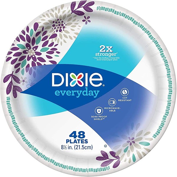 Dixie Everyday Heavy Duty Paper Plates, 8.5 Inch, 48 Count (3 Pack) (Styles May Vary)