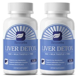 B BEWORTHS Liver Cleanse Detox & Repair - 2 Pack (240 Capsules) - Liver & Gallbladder Support Supplement with TMG, NAC, Milk Thistle & Artichoke - Natural Advanced Formula for Wellness