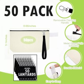 GeJoy 50 PACK! Blank Canvas Cosmetic Bags, Bulk Lot Heat Transfer Sublimation Makeup