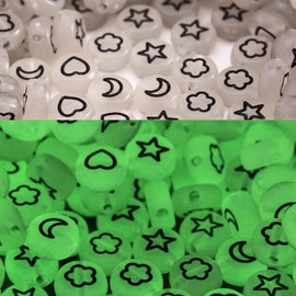 500 Pcs Acrylic Night Glow Stars Moon Hearts Petal Beads for Bracelets Jewelry Making