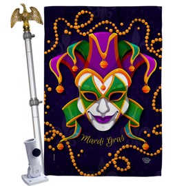 Joker Mardi Gras House Flag Eagle Set Springtime Carnival Festival Masquerade Celebration Season Holiday French Small Decorative Gift Yard Banner Double-Sided Made In USA 28 X 40