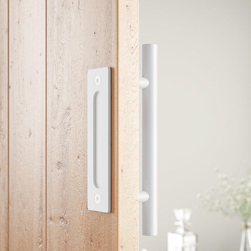 SMARTSTANDARD 12" Barn Door Handles,Sliding Barn Door Pull Handle White