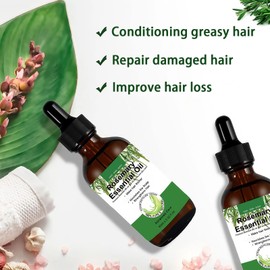 Rosemary Oil for Hair Growth 60ml, Pure Rosemary Hair Oil for Eyelashes, Eyebrows, Face & Skin Care, Body Massage,Scalp Nourishment, Strengthens Hairs