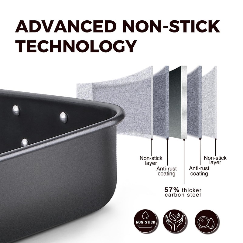 HONGBAKE Lasagna Pan 3 Inch Deep, 15x10" Baking Pan for