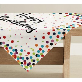 Artoid Mode Dots Happy Birthday Table Linen, Seasonal Kitchen Table Dining Table Decoration Indoor Holiday Party Decor 85 x 85 cm