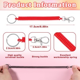 JIYIN 8 PCS Retractable Spring Coil Keychain, 8 Colors Stretchy Anti-Lost Spiral Cord Keychain With Keyring Lobster Clasp Safety Stretch Cord for Purse Keys Wallet Cellphone