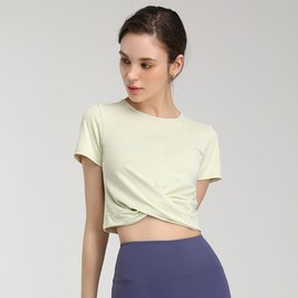 Crossover Crop Yoga Top Athleisure Wear Crop Light Green/M
