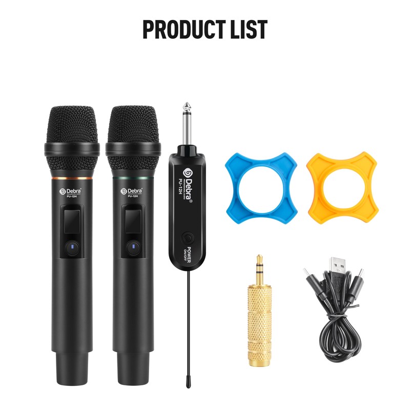 D Debra Wireless Microphone UHF Cordless Handheld Dynamic with Rechargeable
