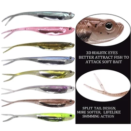 Señuelos de pesca blandos con cola de pádel para nadar, anzuelo de pececillo y señuelo de plástico suave para bajo, trucha, crappie, pesca 1/11 oz, 6 unidades (6 unidades de anzuelo de cola Fluke Color 05)