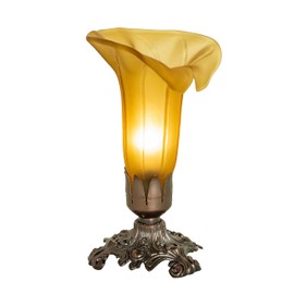 Meyda Lighting 8" High Amber Tiffany Pond Lily Victorian Accent Lamp