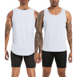 Boyzn 3 Pack Cotton Gym Tank Tops for Men, Athletic Workout Tank Top Gym Muscle Tee, Bodybuilding Sleeveless Tee Shirts for Men White-3P06-XL