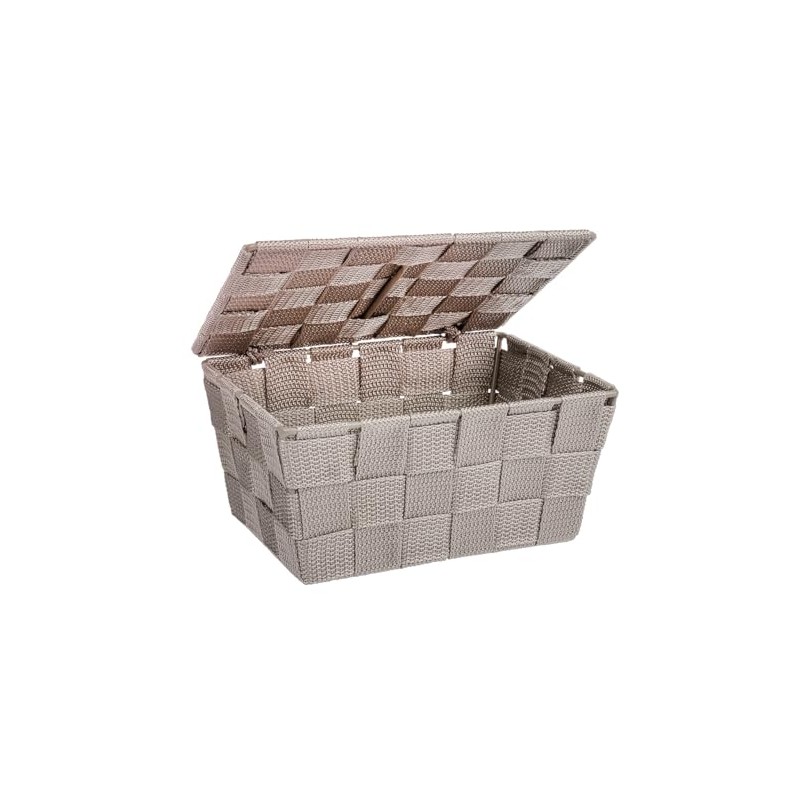 Wenko Adria Storage Basket with Lid, taupe, 14 x 19