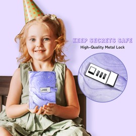 Diary with Lock for Girls, A5 Password Refillable Lined Journal Kit Locked Diary, Cute Stuff Christmas Birthday Gifts for Girls 6 7 8 9 10 11 12 13 14 Year Old Girl Toys, Teen Girl Gifts, Purple