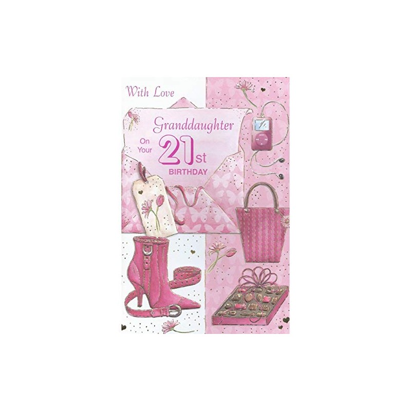 With Love Granddaughter On Your 21st Birthday card