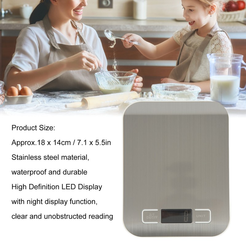 Kitchen Scale Portable HD LED Display Mini Stainless Steel Home