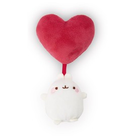 MagNICI Plush Heart with Molang 5 cm White Cuddly Toy with Magnet Plush Toy for Fridge, Blackboard, Metal and Much More, Great Gift Idea