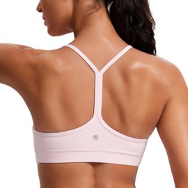 CRZ YOGA CRZ YOGA Butterluxe Womens Y Back Sports Bra - Padded Racerback Low Impact Spaghetti Thin Strap Workout Yoga Top Strawberry Pink X-Large