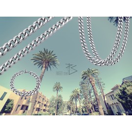 RUGGED steel Stainless Steel Curb Bracelet Solid 10 mm Cuban Link Chain High Gloss Lengths 18 20 22 24 cm (Including Jewellery Box), Stainless Steel