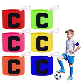 Verazquy 6 Pcs Kids Captains Armband – Adjustable Football Captain's Armbands for Soccer Rugby Hockey Netball – Multicolored Elastic Sports Arm Bands for Youth Junior Clubs Teams