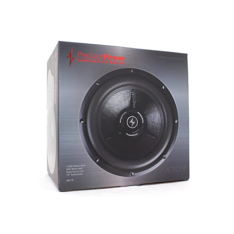 AW.10 D2 Precision Power Atom Series 1000W Dual 2-Ohm Subwoofer