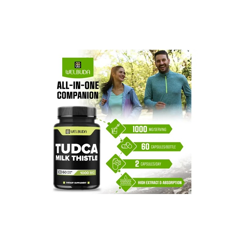 Welbuda Tudca 1000 Mg Con Cardo Mariano 60 Cápsulas Veganas