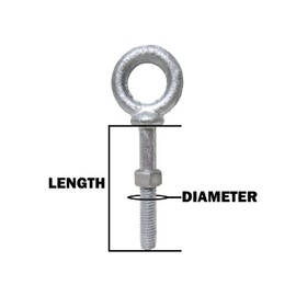7/8" x 5" Plain Eye Bolt with Nut | Anchor Point Rigging | Pack of 4