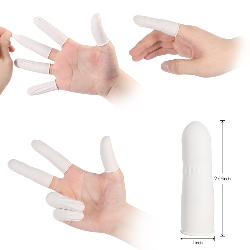 White Latex Finger Cots Finger Protectors, Disposable Medium-Sized Finger Gloves,