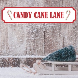 Candy Cane Lane Christmas Street Sign - Transform Your Space with Enchanting Holiday Decor - Wall Art - Festive Home Decoration Signage (Medium 390mm x 85mm, Acrylic Indoor & Outdoor Use)