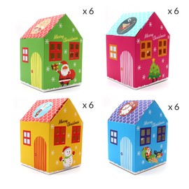 OLILLY - Advent Calendar model 9 - Pack of (4x6) 24 Cardboard Houses to wait for Christmas - To do with the family (Model 9)