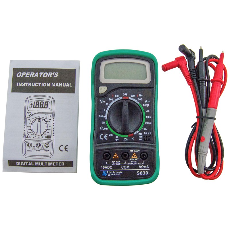 Digital Multimeter 3½ Digit 1999 Counts LCD Display, AC/DC to