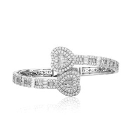 Silver Bracelets Bangle Bracelets for Women Adjustable Heart Cuff Bracelets Cubic Zirconia Iced Out Bracelet Men Women Trendy Wedding Bridesmaids Bling Hip Hop Jewelry Mothers Day Gifts 8inch