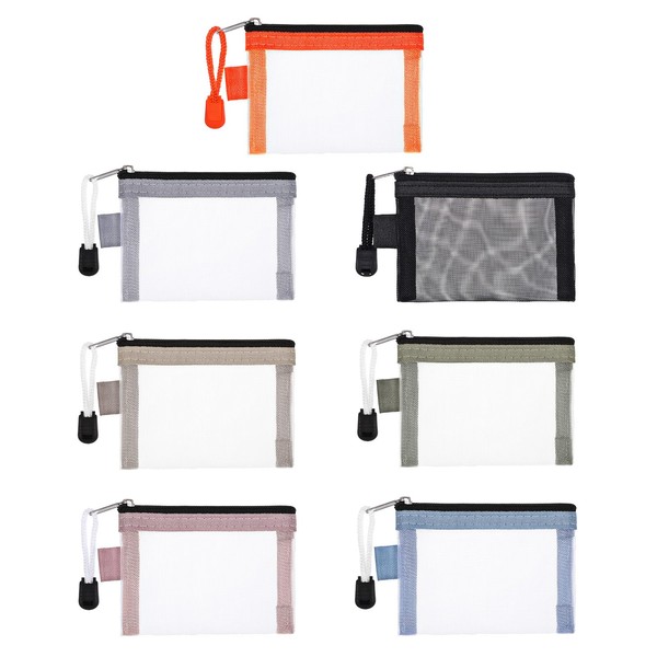 7 Pack Mini Zipper Mesh Bags 4.3" x 3"Nylon Small