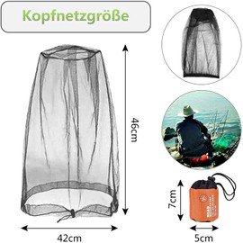 2 Pieces Mosquito Head Net, Nylon Face Net Mesh,Mesh Bug Net for Outdoor Hiking Camping Climbing Fishing and Walking (Dark black)