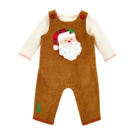 Mud Pie Baby Boy Corduroy Christmas Overalls, Santa, 12-18 Months