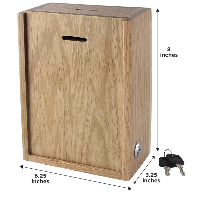 Wood Donation collection Box Suggestion Ballot Box With slot to