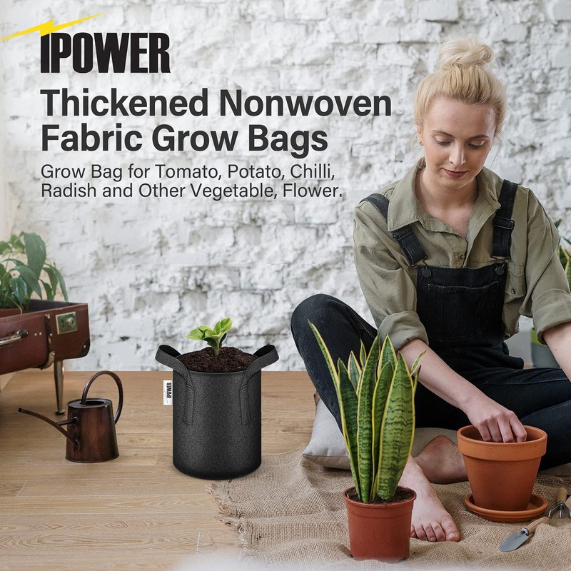iPower 5 Gallon 10 Pack Grow Bags Nonwoven Fabric Pots