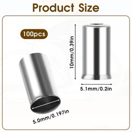 100PCS Bike Cable End Caps - Cable Crimps - Metal Brake Cable Tips - Bicycle Wire End Covers for Mountain and Road Bikes (Silver)