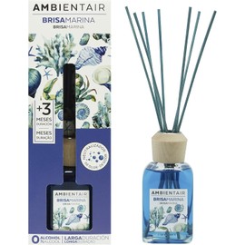 Ambientair Difusor de Varillas 100 ml Aroma Brisa Marina Mikado Clásico Aromatizante de Ambiente Fresco y Marino con Varillas de Ratán