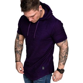 Lexiart Mens Fashion Hoodies Sport Pullover Solid Color Shirt Workout Lightweight Tops Purple Large