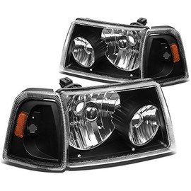 DNA MOTORING HL-OH-FRAN01-BK-AM Pair of Headlights Compatible with Ford Ranger 2001-2011, Black Housing/Amber Corner