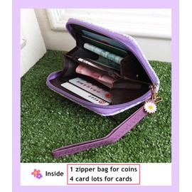 AACKS Flower Wallets with Strap Little Girls Flower Coin Pouch Small Cute Wallet for Teen Girls with Coin Pocket Cherry Fruit Wallet