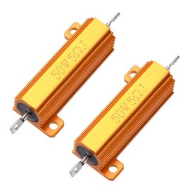 sourcing map 2pcs 50W 5 Ohm Aluminium Housing Chassis Mount Power Resistor Gold