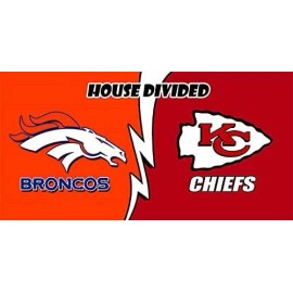 CUSTOM FLAGS Kansas City Chiefs vs Denver Broncos House Divided Flag 3x5 FT Football Flag