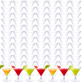Rtteri 250 Pieces Mini Plastic Martini Glasses 2 Oz Clear Plastic Martini Cocktail Glasses Disposable Plastic Dessert Cocktail Cup for Weddings Parties Supply