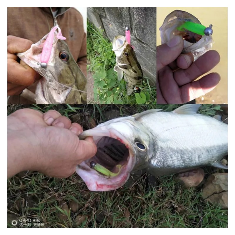 20 Señuelos De Goma T-tail, Color Aleatorio,cebo Para Lubina
