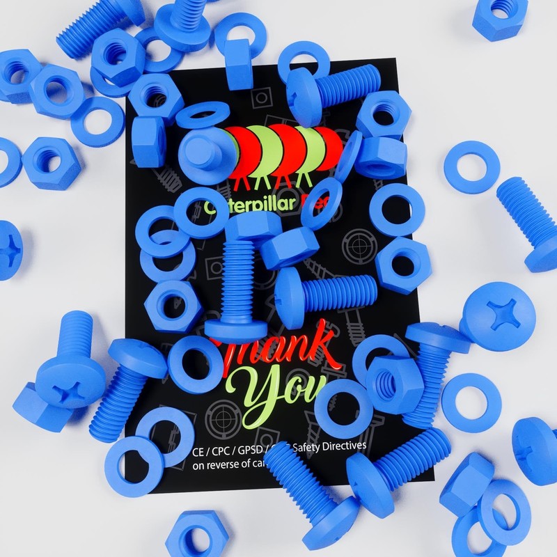 20 x Blue Pan Head Screws Polypropylene (PP) Plastic Nuts